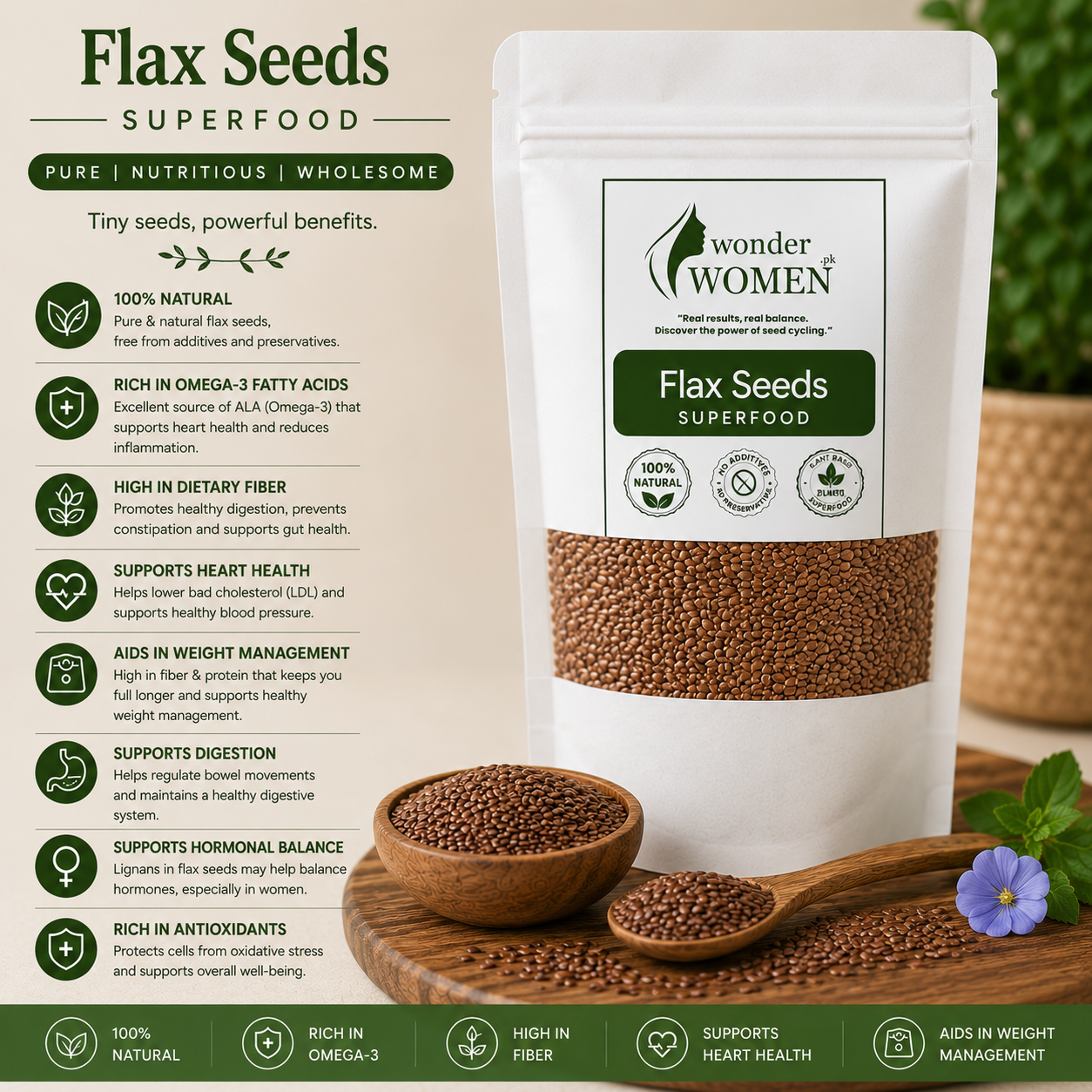 100% Organic Flax Seeds - Alsi Seed - 250g